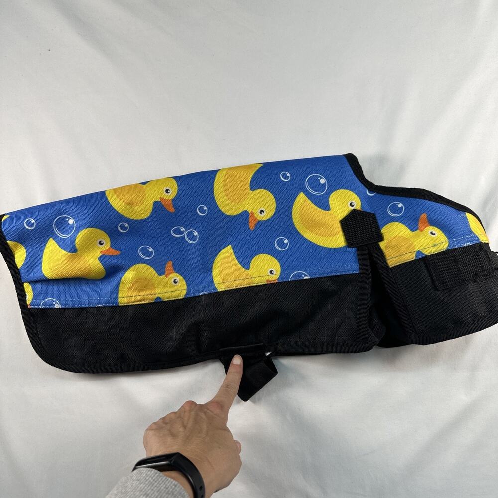 Dog Coat Jacket Blue Yellow Rubber Duck Print Size XS Adjustable